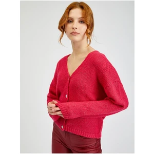 Orsay Dark pink Ladies Loose Cardigan - Women