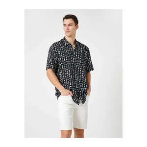 Koton Summer Shirt with Short Sleeves and Ethnic Printed Classic Collar