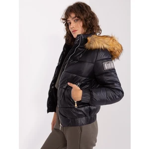 Black women's winter jacket with patch