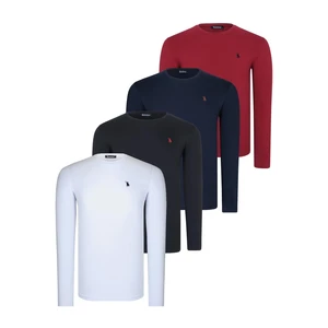 QUADRUPLE SET T8588 DEWBERRY ROUND NECK MEN'S SWEATSHIRT-BLACK-NAVY-WHITE-BURGUNDY