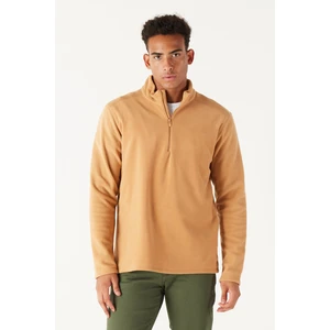 AC&Co / Altınyıldız Classics Men's Caramel Anti-pilling Non-Pilling Standard Fit Stand-up Collar Cold-Proof Fleece Sweatshirt