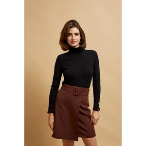 Ribbed turtleneck blouse