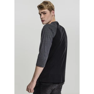 Contrasting 3/4 sleeve raglan t-shirt blk/cha