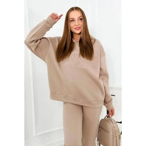 Insulated cotton set, sweatshirt + trousers Brooklyn dark beige