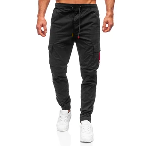 Pantaloni joggers cargo negri Bolf R8702