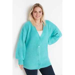 Trendyol Curve Plus Size Cardigan - Green - Relaxed fit