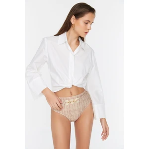 Trendyol Ecru Textured Accessory Detailed Bikini Bottoms