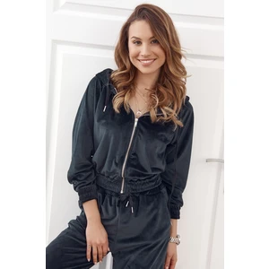 Velour tracksuit with black hood