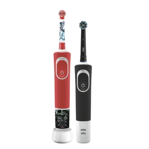 Set zubných kefiek Oral-B Vitality 100 D100 Cross Action Black +... Rodinný set - elektrický zubní kartáček s 2D technologií čištění zubů a dětský ele