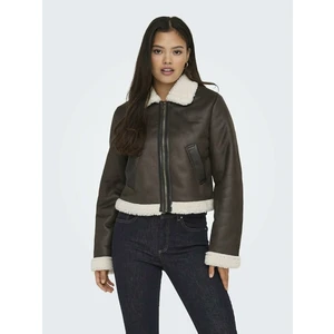 Women's Dark Brown Faux Leather Jacket ONLY Betty - Women