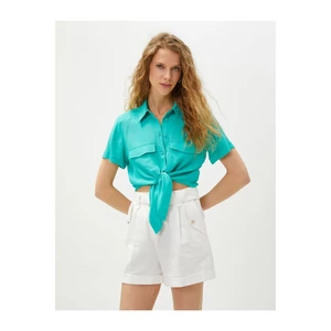 Koton Lace-Up Shirt with Pockets and Short Sleeves