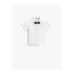 Koton Shirt with Bow Tie Short Sleeved One Pocket