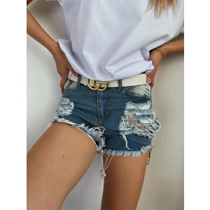 White denim shorts with holes