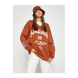 Koton College Print Sweatshirt Oversized with Fleece Inside.