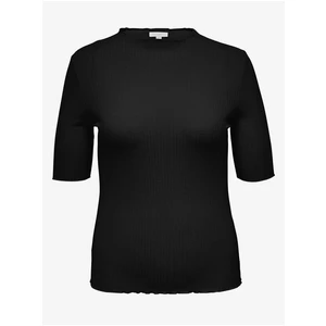 Black Women's Ribbed T-Shirt ONLY CARMAKOMA Ally - Women