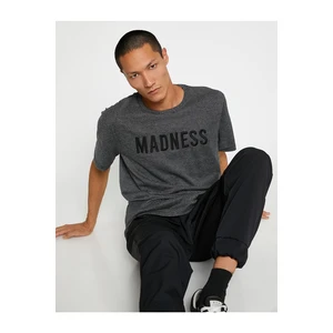 Koton Basic T-shirt Crew Neck Slogan Embroidered.