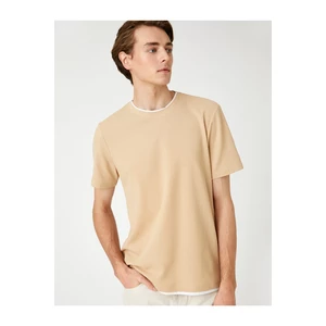 Koton Basic Woven T-shirt with a Crew Neck Short Sleeves, Slim Fit.