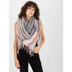 Women's winter scarf with fringe - multicolored