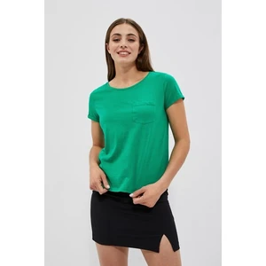 Cotton T-shirt with Moodo Pocket - Green