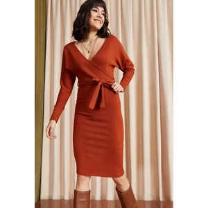 Olalook Women's Tile Double Breasted Belted Sweater Dress