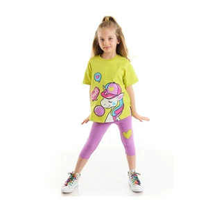 Denokids Cool Unicorn Girls T-shirts and Lilac Leggings Set.