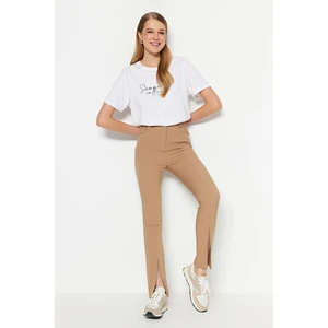 Trendyol Mink Straight Weave Slit Trousers