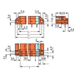 Zásuvkový konektor do DPS WAGO 232-864/047-000, 42.74 mm, pólů 4, rozteč 7.62 mm, 50 ks