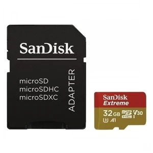 Pamäťová karta micro SDHC, 32 GB, SanDisk Extreme® Mobile, Class 10, UHS-I, UHS-Class 3, v30 Video Speed Class, vr. SD adaptéru, výkonnostný štandard