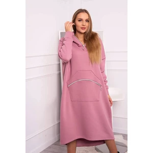 Insulated dress with a hood dark pink