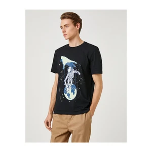 Koton Space Print T-Shirt. Cotton Crew Neck Short Sleeved.