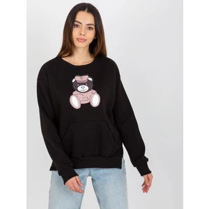 Women's sweatshirt with teddy bear - black