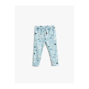 Koton Soft Textured Polar Bear Printed Jogger Sweatpants With Pockets Tie Waist.