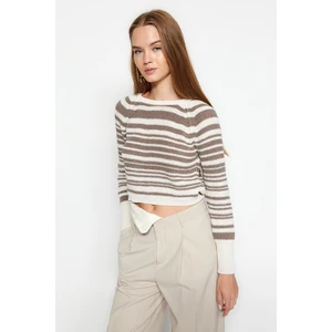 Trendyol Ecru Crew Neck Striped Knitwear Sweater