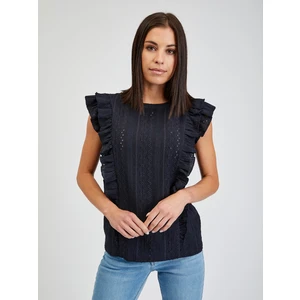 Orsay Dark blue Ladies T-shirt with frills - Women