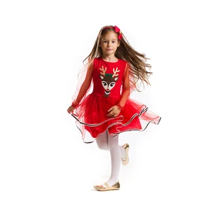 Denokids Tulle Girl Deer Red Christmas Tutu Dress