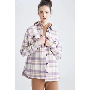 DEFACTO Shirt Collar Flannel Long Sleeve Tunic