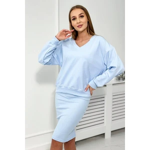 Set blouse + ribbed dress cyan