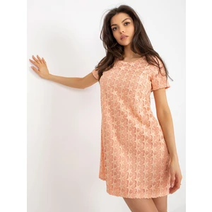 Peach openwork cocktail dress