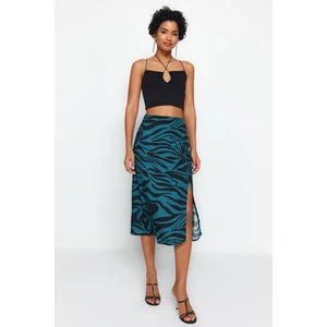 Trendyol Oil Slit Viscose Fabric Animal Print Midi Skirt