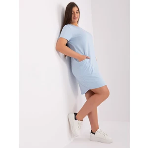 Light blue basic cotton dress plus sizes