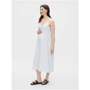 White-blue striped pregnancy midišaty Mama.licious Aisa - Women