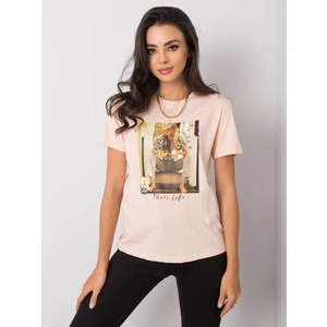 Women&#39;s salmon t-shirt with print