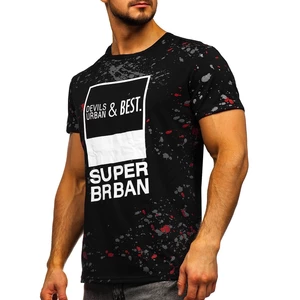 Tricou negru cu imprimeu barbati Bolf JS336