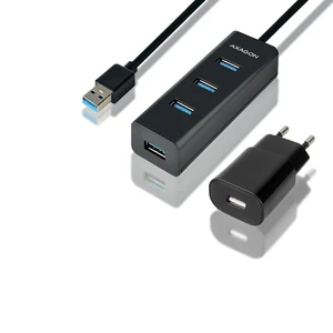 AXAGON HUE-S2BL 4x USB 3.0 hub gyorstöltés támogatással + hálózati adapter