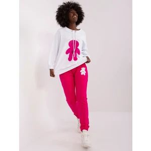 Ecru-fuchsia women's tracksuit with teddy bear