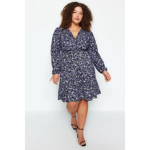 Trendyol Curve Purple Polka Dot A-line Mini Knitted Plus Size Dress