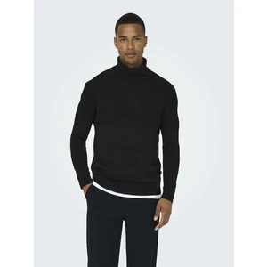 Black Men's Ribbed Turtleneck ONLY & SONS Al - Men