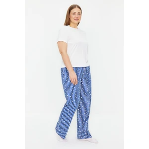 Trendyol Curve Navy Blue Striped Knitted Pajama Bottom