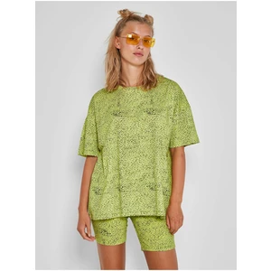 Light Green Patterned T-Shirt Noisy May Anna - Women