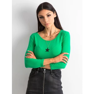 Basic cotton blouse in green color